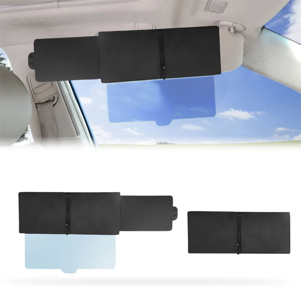 Polarized Sun Visor with Zipper Slider Anti-Glare Sunshade Extender with PC Lens and Side Sunshade UV-Filtering for Safe Driving