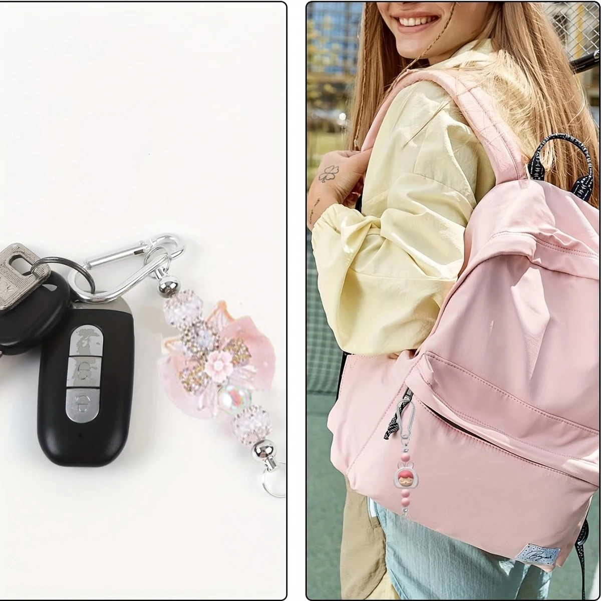 8/15 Pcs DIY Beaded Keychain Kit (Beads Not Included) — Ideal for Outdoor Water Bottles, Bag Charms, DIY Crafts, and Gifts - view 3