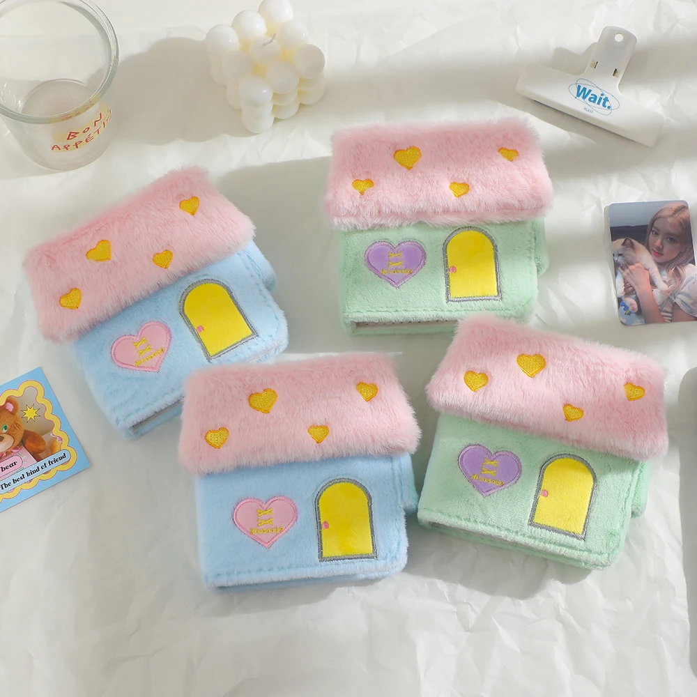 Kawaii House shape Series Furry 3 Inch Kpop Photocards Binder Book Idol Photo Cards Album Collection Book