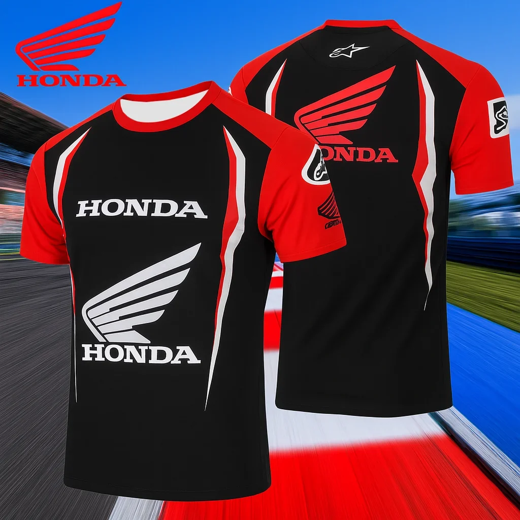 

Short Sleeve Honda Motorcycle T Shirt for Racing Enthusiasts Quick Dry Breathable Jersey Comfortable Fit for Motor Riders