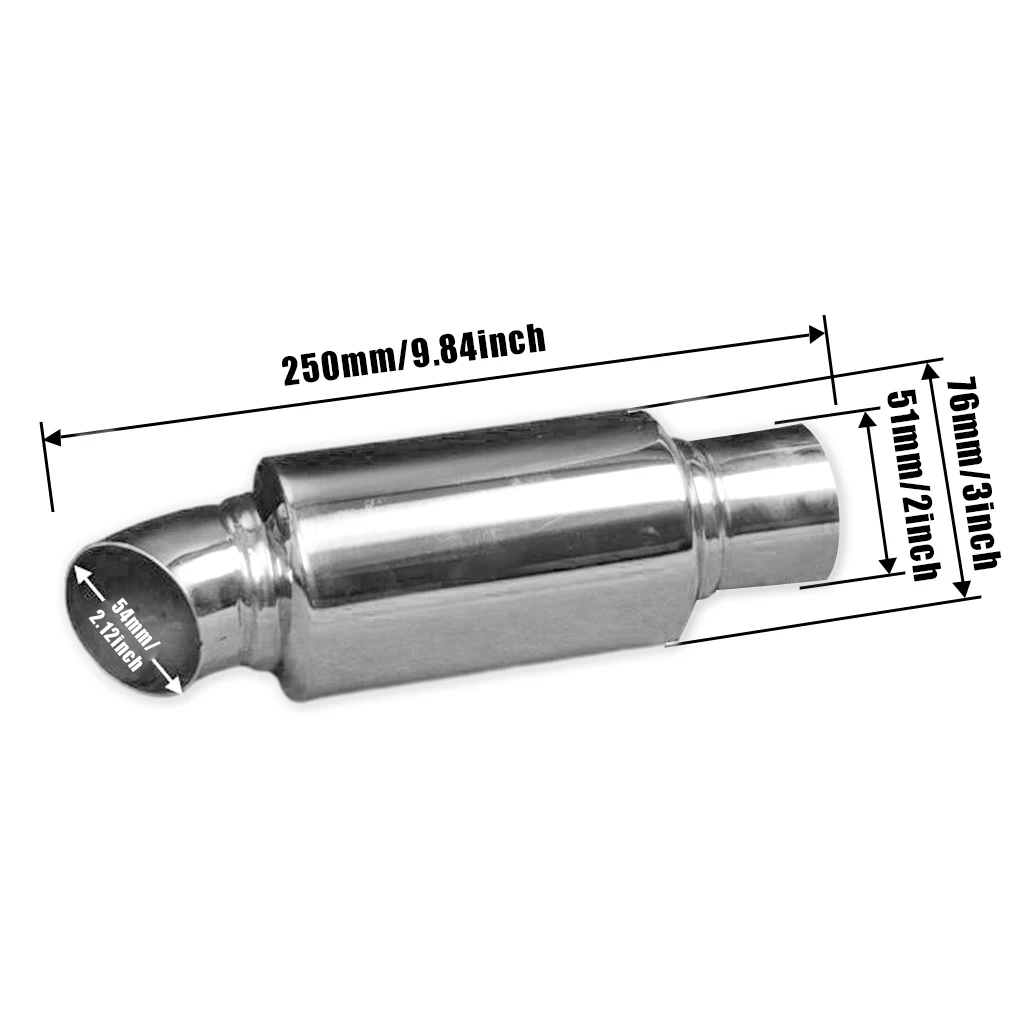 2.0 2.5\'\' Inlet Outlet Car Truck Dump Muffler Tip Resonator  Stainless Steel Exhaust Pipe Tip Sound Tuning Silencer