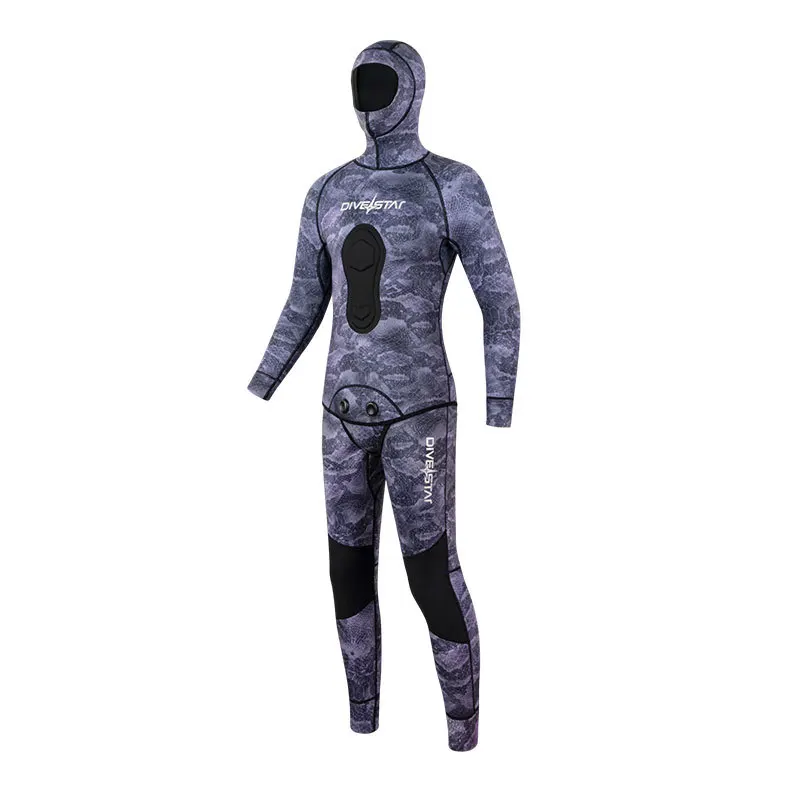 3mm Neoprene Men's Diving Suit, Free Diving Hooded Surfing Set, Professional Neoprene Insulated Men's Two-Piece Wetsuit
