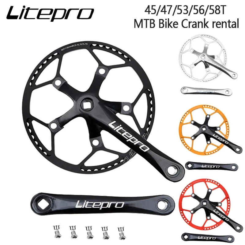 Litepro Bike Crankset 45T 47T 53T 56T 58T MTB Road Bike 130BCD Single Integrated Crankset Sprocket for shimano Sram Bike Parts