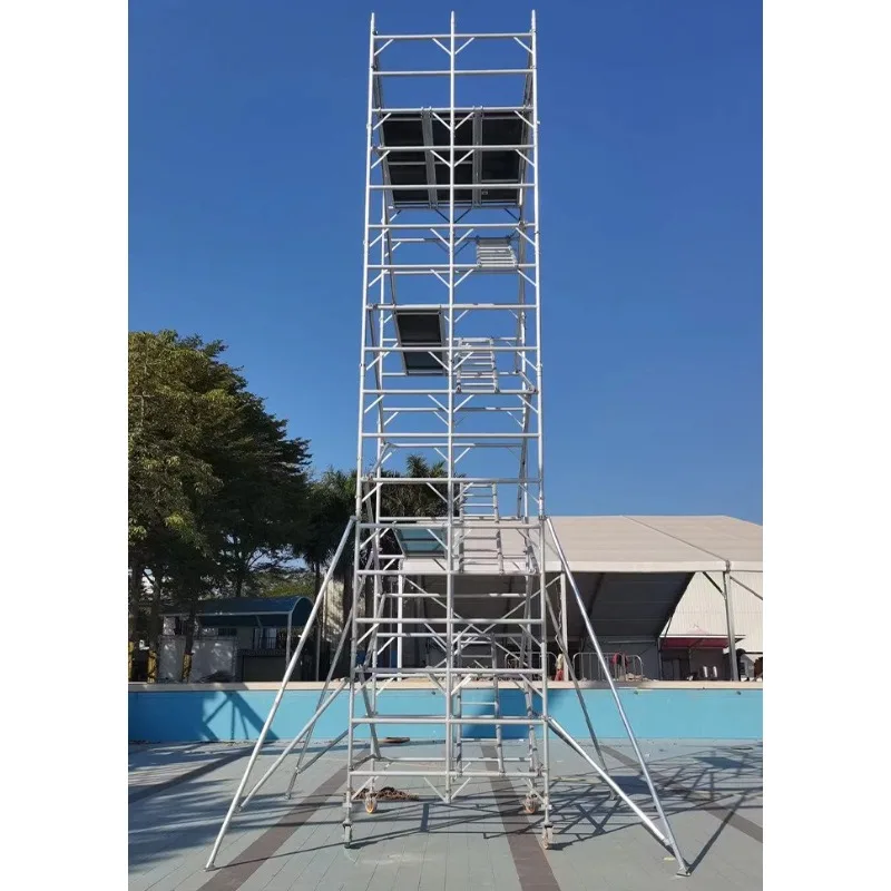 Système d'échafaudage en alliage d'aluminium, assemblage de verrouillage rapide, tour Mobile, plate-forme de Construction légère pour les travaux d'entretien