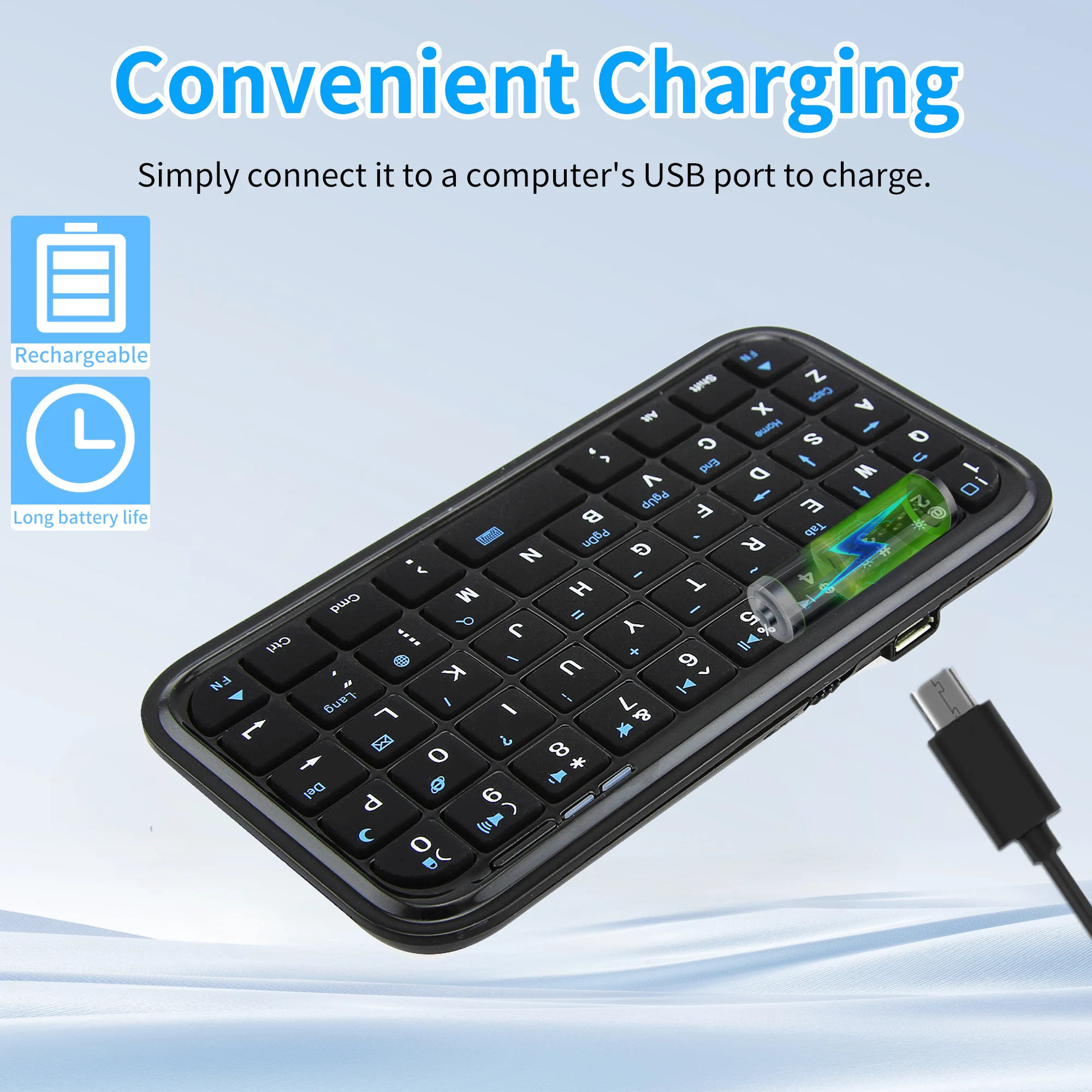 Mini Dual-mode Keyboard Bluetooth Wired Connection Rechargeable Light Weight Portable Backlight Function Tablet Keyboard