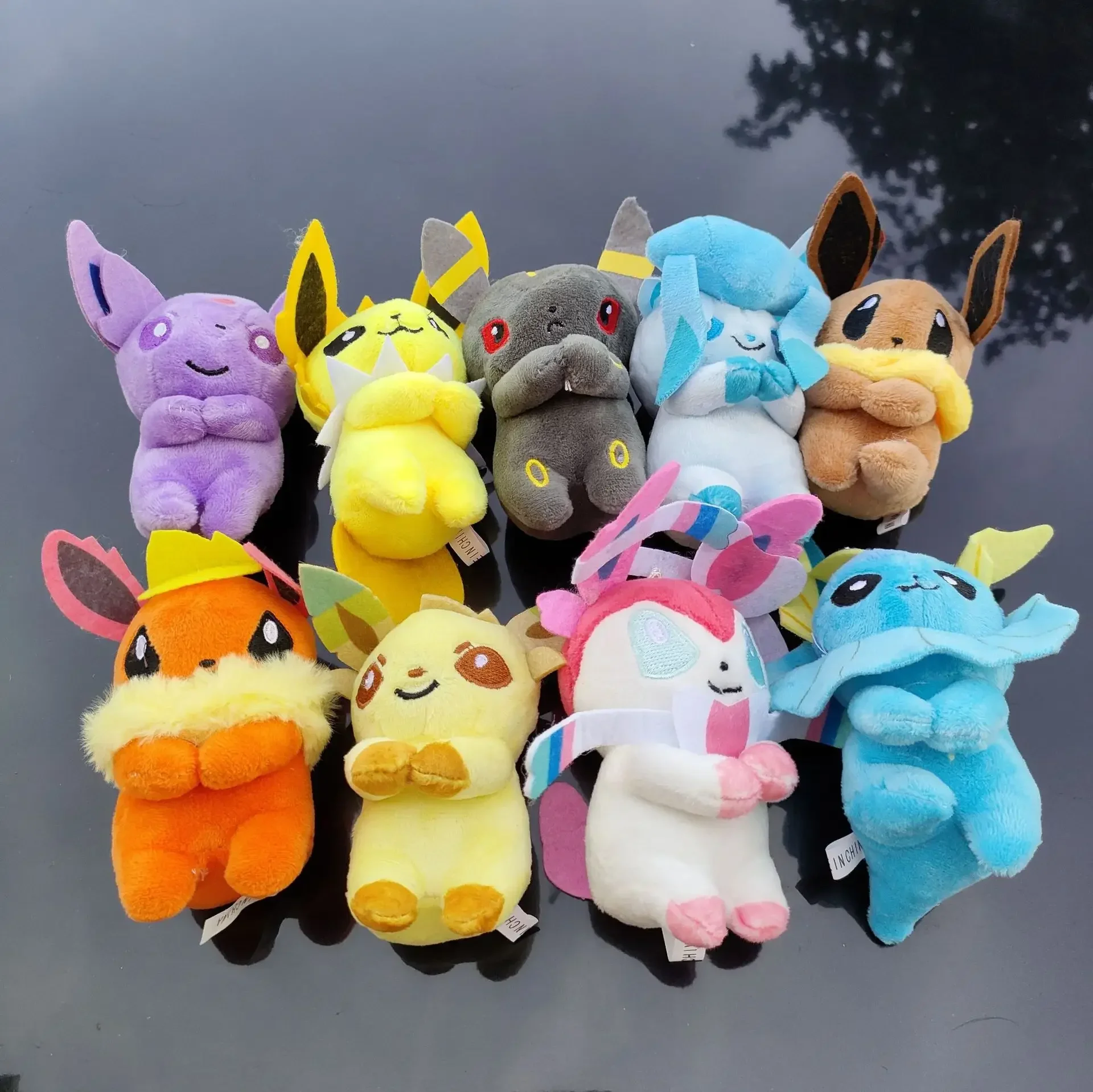 

10pcs/set pokemon Eevee Glaceon Sylveon Leafe plush 10cm soft Pendant Doll Toy keychain christmas Halloween birthday gift