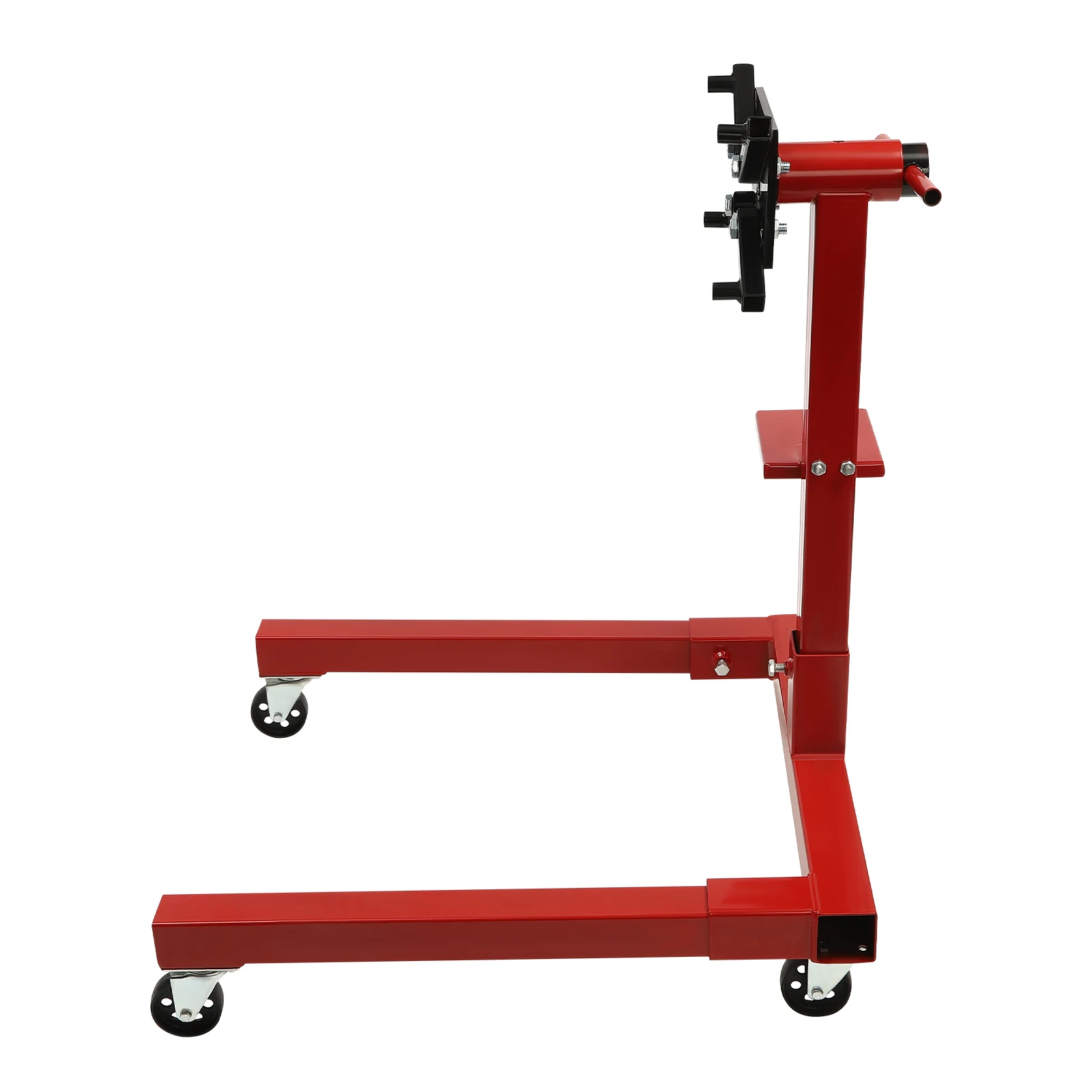 Versatile 360° Rotating Engine Stand with Adjustable Mounting Head & Integrated Tool Tray - 1,250 lb Capacity, Red
