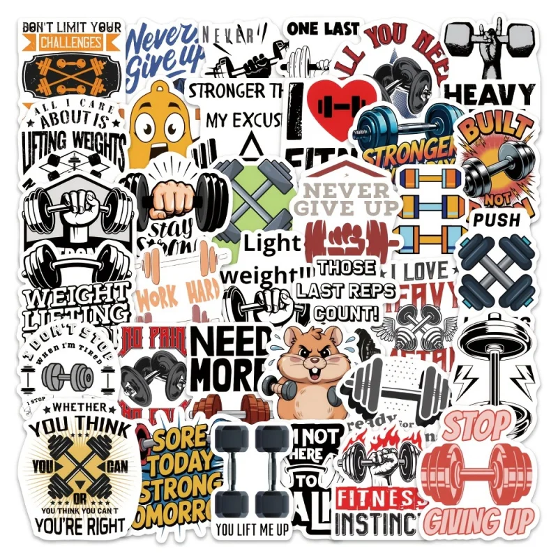 54pcsDumbbell stickers Fitness Motivation Stickers Personalized Creative Graffiti Notebook Decoration Stickers
