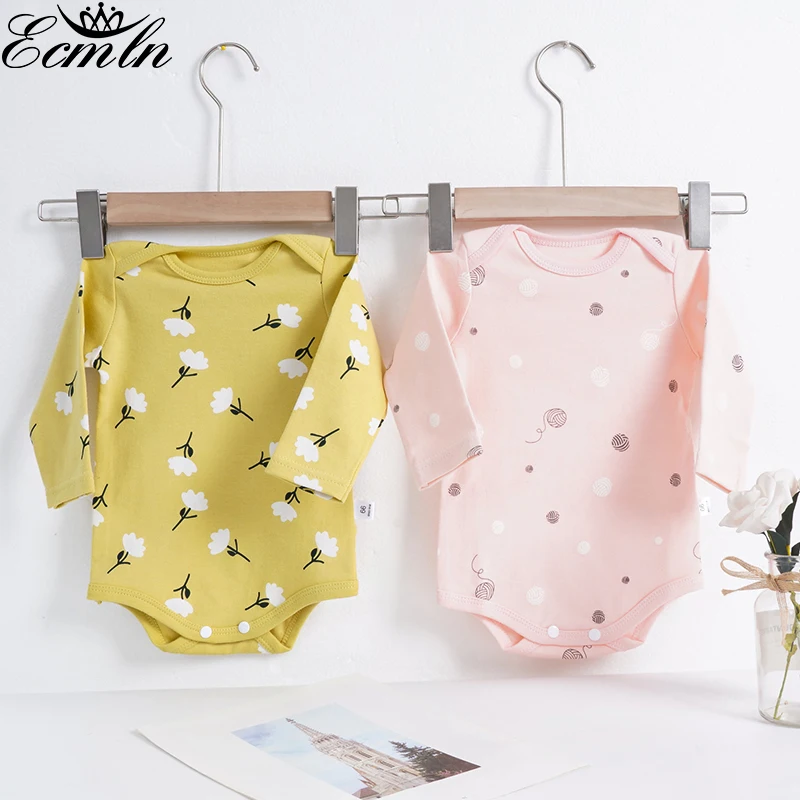 ECMLN Baby Boy Clothes Long Sleeve Bodysuit NewBorn Romper Toddle Girl V-Neck Cotton Spring Print Rompers One-piece Infant 0-24M