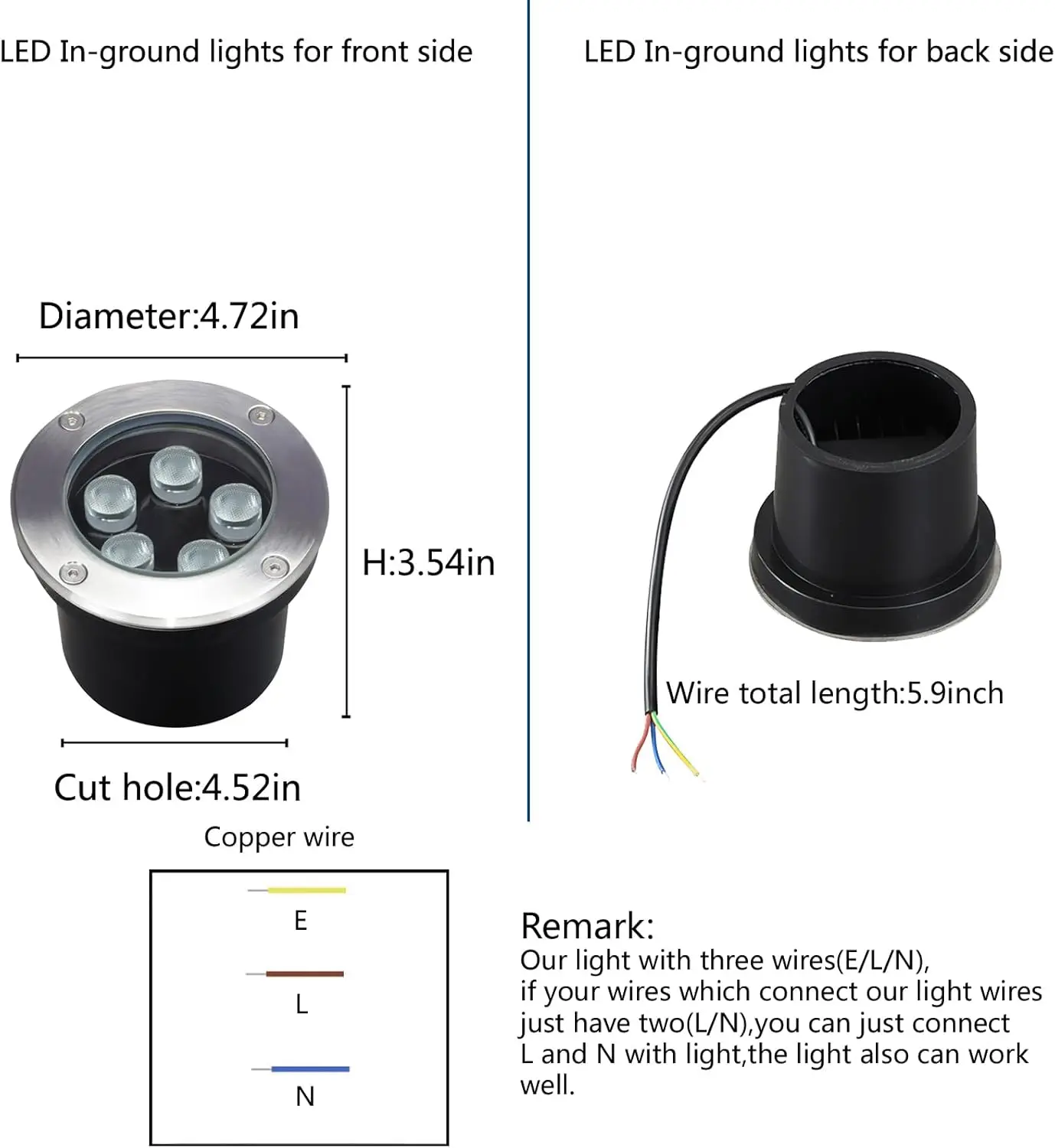 4 Pack Ground,Line Voltage 12V 220V,Outdoor Landscaping Lighting 5W,Waterproof Recessed Pathway Lights for Patio,Step,Driveway
