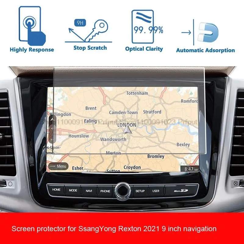 Tempered Glass Film For SsangYong Rexton 2021 Car  infotainment radio Navigation Touch Screen Protector Auto Interior