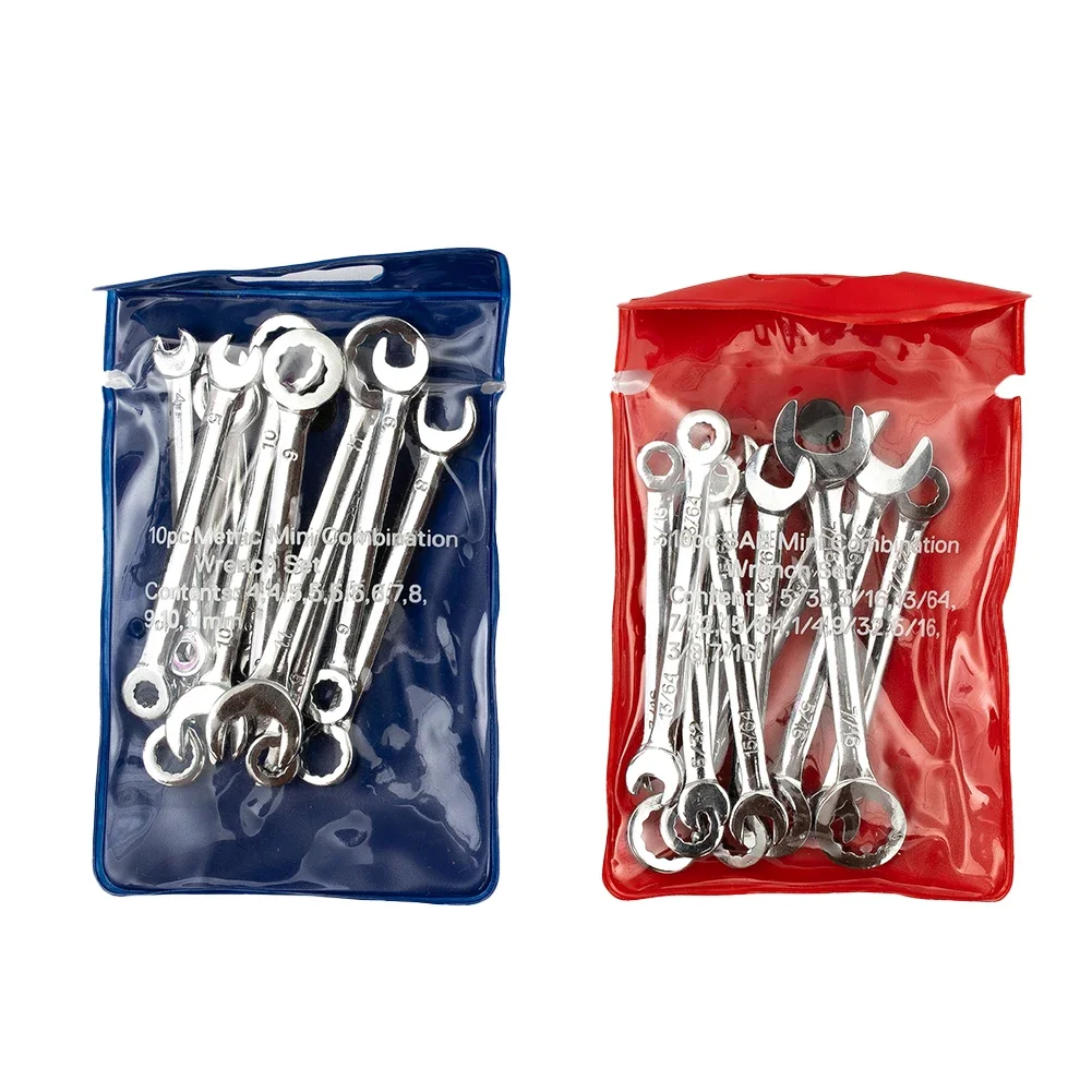 10pcs Combination Spanner Set Small Wrench Metric / Imperial Wrench Set Portable Power Tool Ratchet Wrench Car Repair Tools