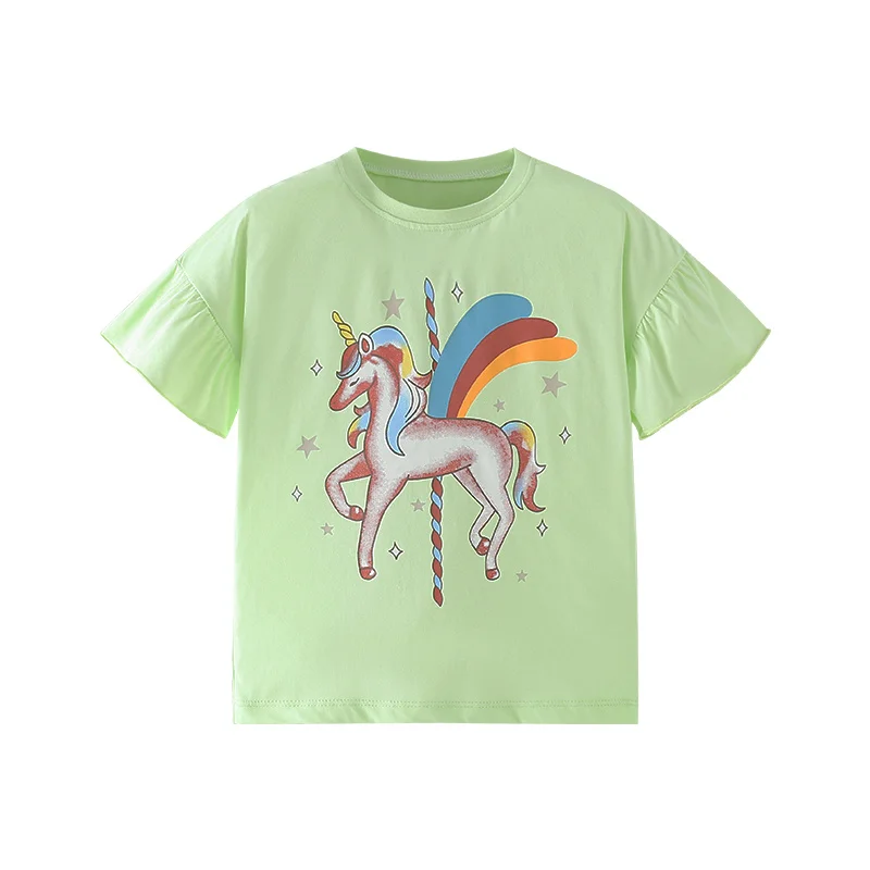 

Jumping Meters 2-7T New Arrival Unicorn Hot Selling Cotton Summer Girls Tshirts Baby Clothes Children's Tees Tops