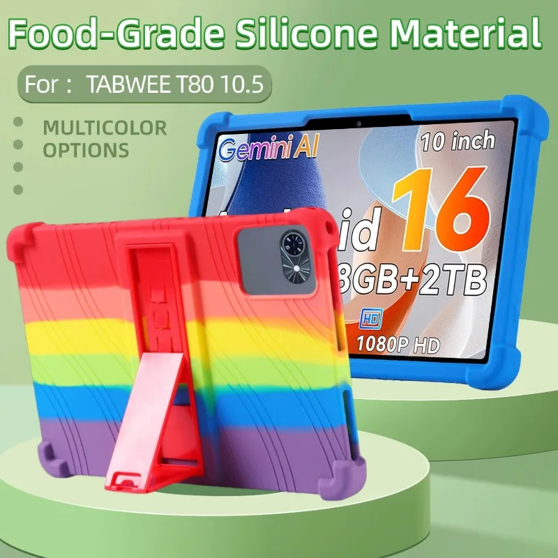 For TABWEE T80 Tablet 10.5 inch Tablet Case Soft Silicone Adjustable Stand Shockproof Kids Friendly for TABWEE 10.5