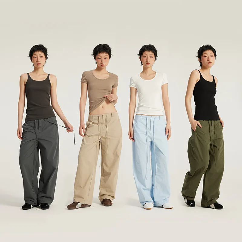 

Винтажные повседневные брюки Scimitar из чистого хлопка 25, весенне-летние широкие рабочие брюки со средней и низкой талией для девочек