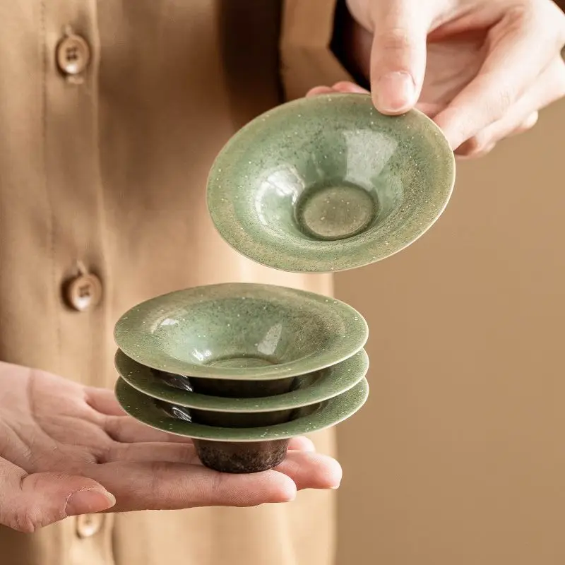 

Kiln Turned Green Starry Sky Coaster With Anti Slip And Thermal Insulation, Simple Retro Tea Cup Holder