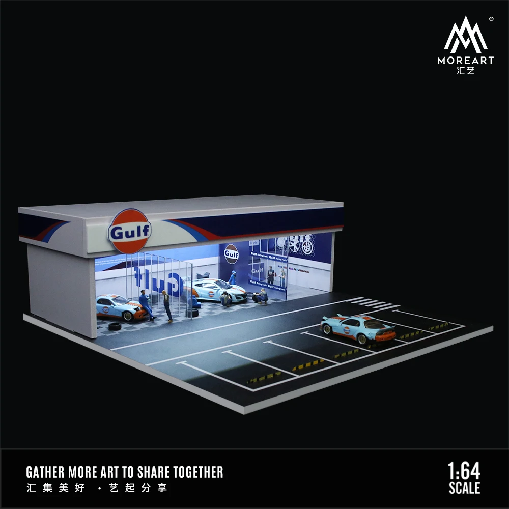 MoreArt&TimeMicro 1:64 GULF Theme Modification Store Beleuchtungsversion Montagescene