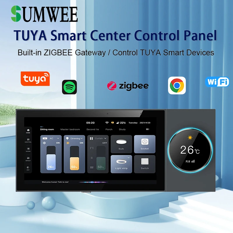 

Домашняя умная центральная панель управления TUYA, переключатель сцены, звук в стене, усилитель мощности, встроенный в шлюзе ZIGBEE, аудиосистема Wi-Fi