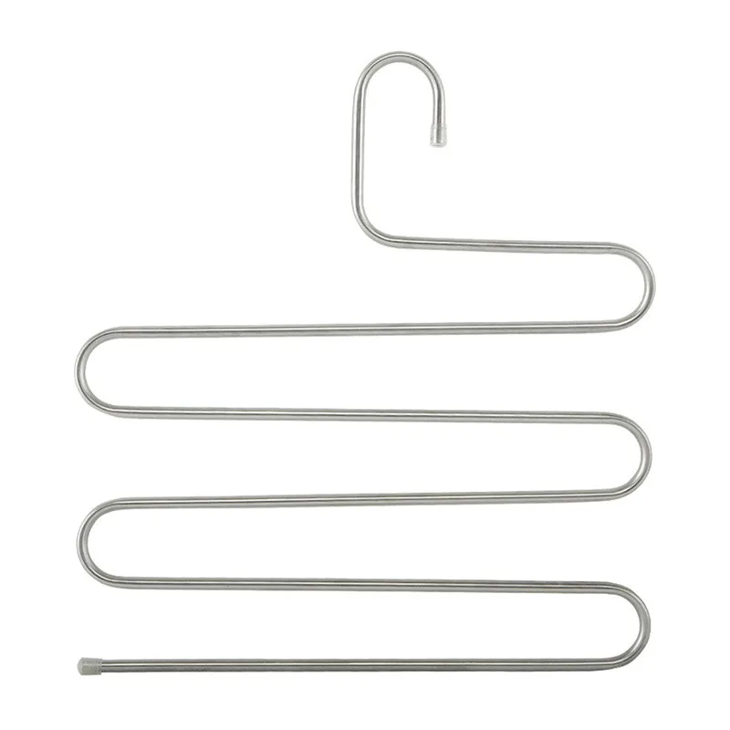 1pc Storage Rack Stainless Steel Pants Rack Multi-layer Anti Slip S-shaped Pants Rack Wardrobe Storage Pants Rack