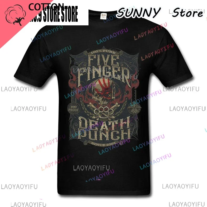 Men Biker Skully T Shirt Casual Five Finger Death Punch T-shirt Graphic Oversized Breathable Comfortable Streetwear XS-4XL