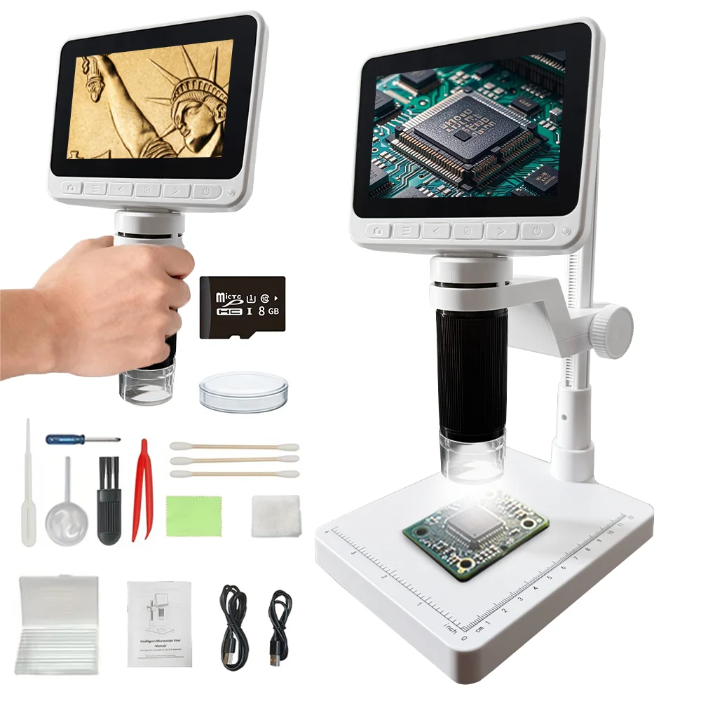 

4.0" Screen Digital Microscope 1000X, 12MP Soldering Microscope for PCB Circuit Repair Coin Magnifier Compatible with Windows/Ma