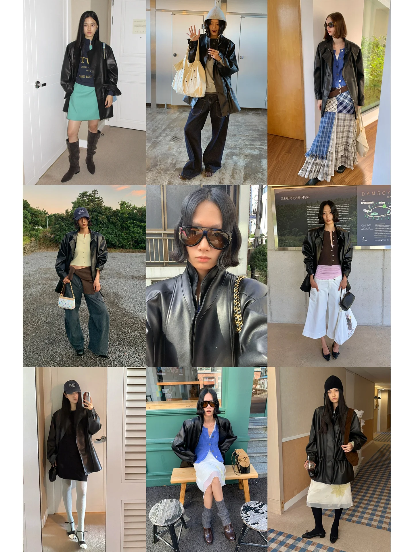 Jaqueta Feminina Preta de Caimento Solto com Manga Longa, Botões Duplos, Cordão, Ombreiras, Couro PU Ecológico, para Início do Outono