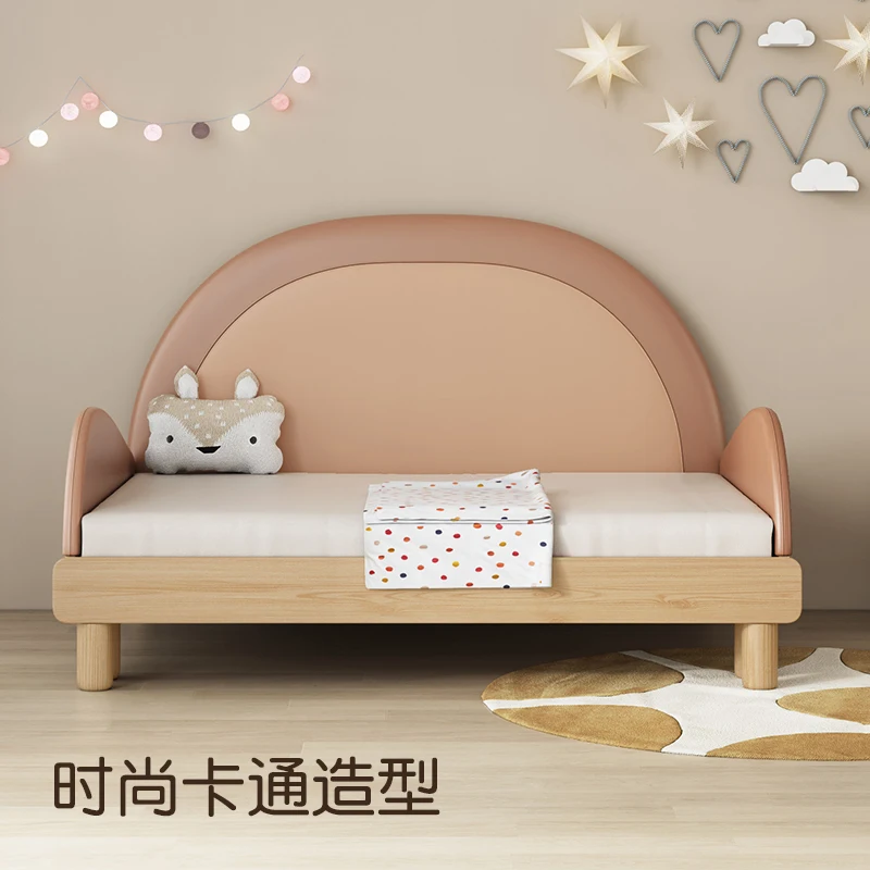 Solid wood retractable children's bed for boys and girls small-sized drawbench with guardrail splicing bed crib single bed