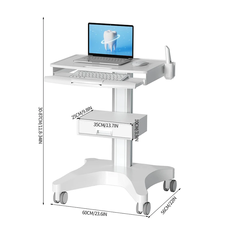 Dental Cart Trolley Oc-3 Manual Type Double-layer Key Board Holder Dental Medical Trolley with Wheels for Clinic Hospital Cart