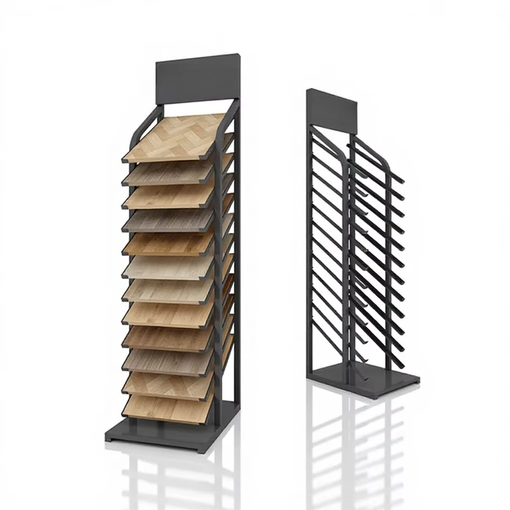 &c Boya Custom Logo Slanted Oak Hardwood Tile Lvt Wood Flooring Sample Board Display Stand Certified Stable