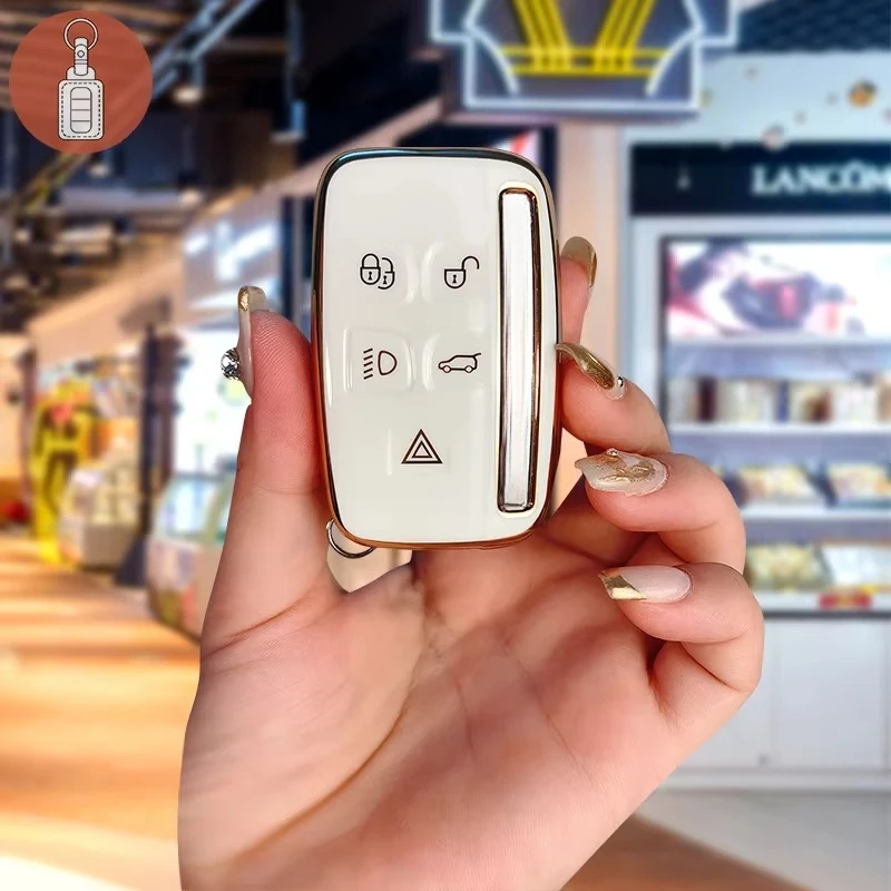 Fashion TPU Car Key Case Cover For Land Rover Range Rover Sport Discovery 3 4 Elander 2 Evoque Accessories Holder Shell Keychain