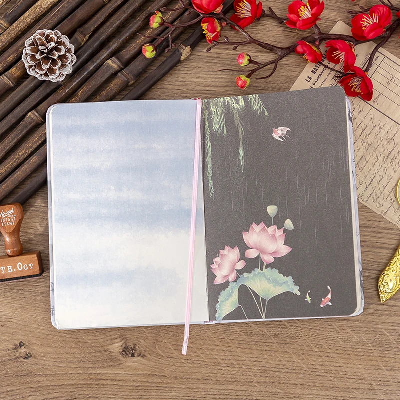 Ancient style landscape Chinese style hand account book color page illustration notebook journal notebook student A5 diary