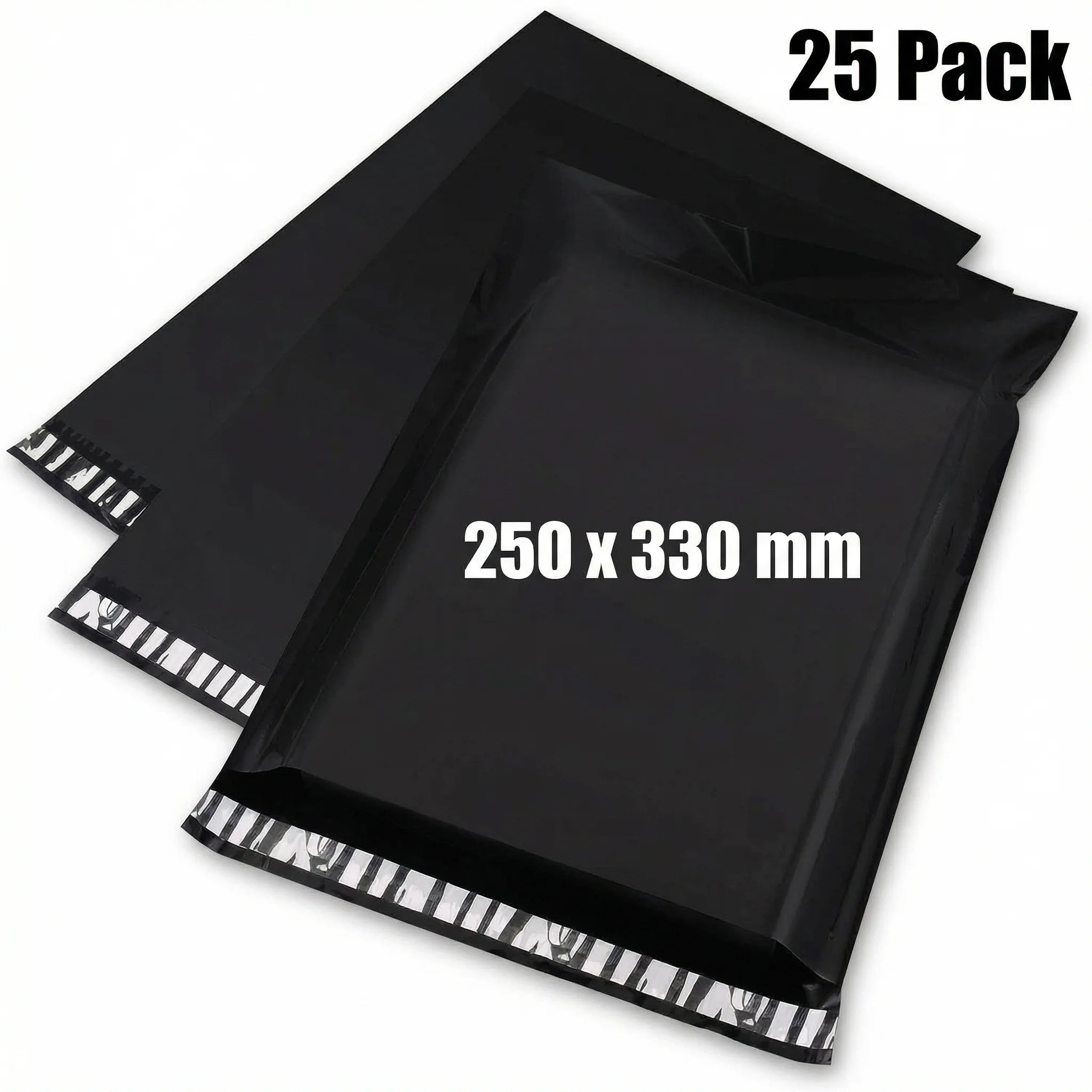 Versandtaschen Groß 250 x 330 mm, 25er Pack Plastikversandtaschen mit starkem Klebestreifen, wasserdichte