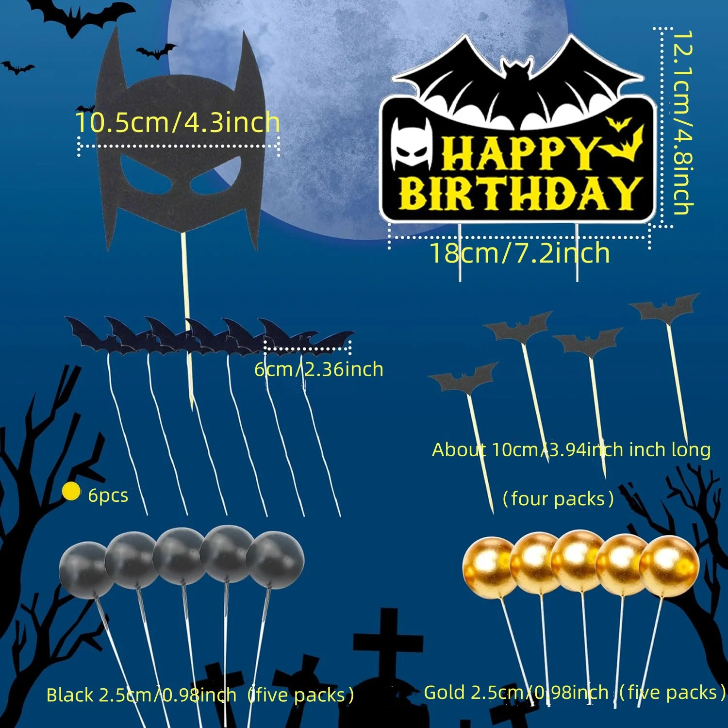 LaVenty Superhero Cake Decoration Bat Cake Topper Superhero Birthday Party Decoration Superhero Party Favors - Image 3