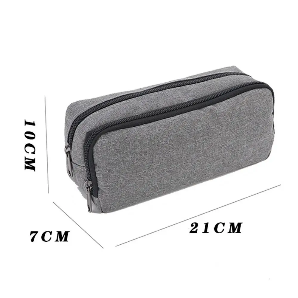 Double Layered Portable Pen Bag Wear-resistant Large Capacity Students Pencil Case Zipper Oxford Cloth Stationery Organizer