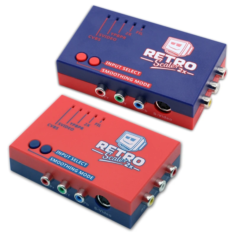 

RetroScaler2x A/V to HDMI-compatible Converter and Line-doubler Compatible for PS2/N64/NES Retro Game Console Red/Blue