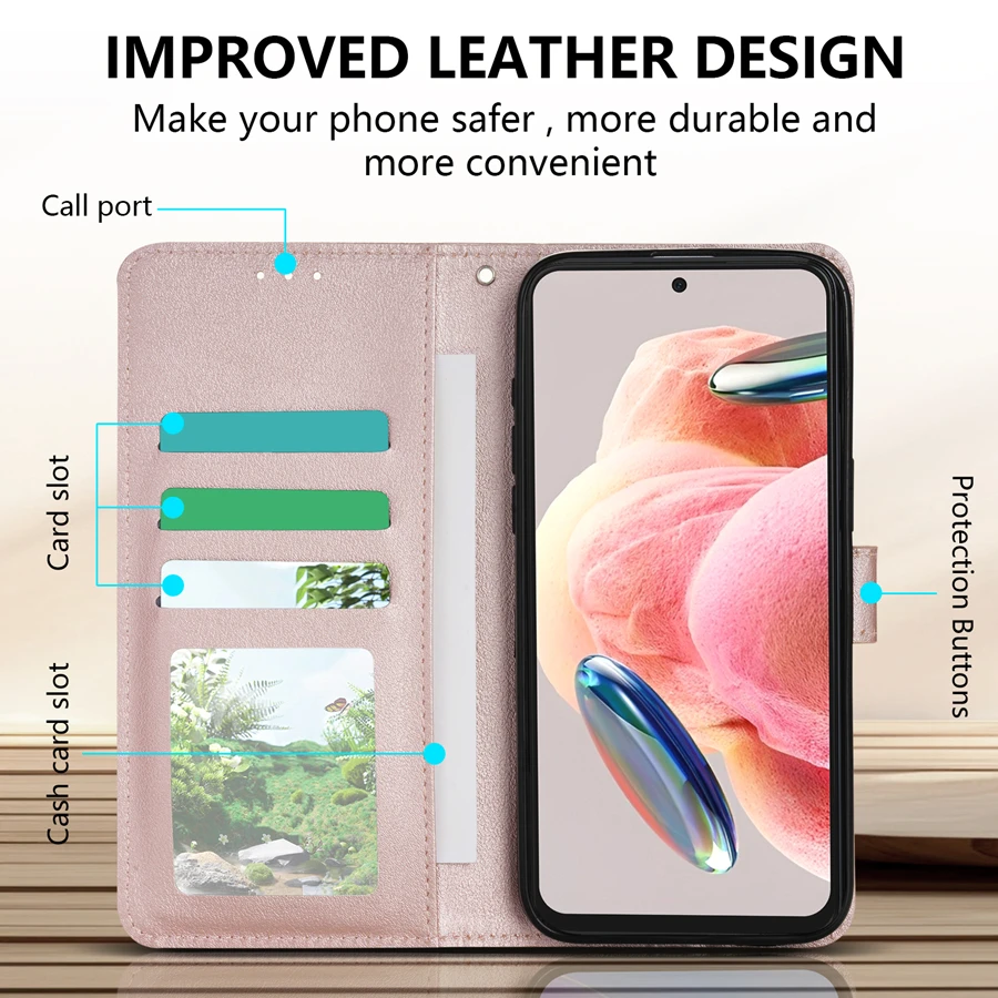Brieftasche mit Kartenfächern im klassischen Stil, magnetisches Flip-Lederetui für Xiaomi 15T Poco C85 M7 Pro X7 Redmi Note 15 Pro+ 14S 15C 14C – Detail 12