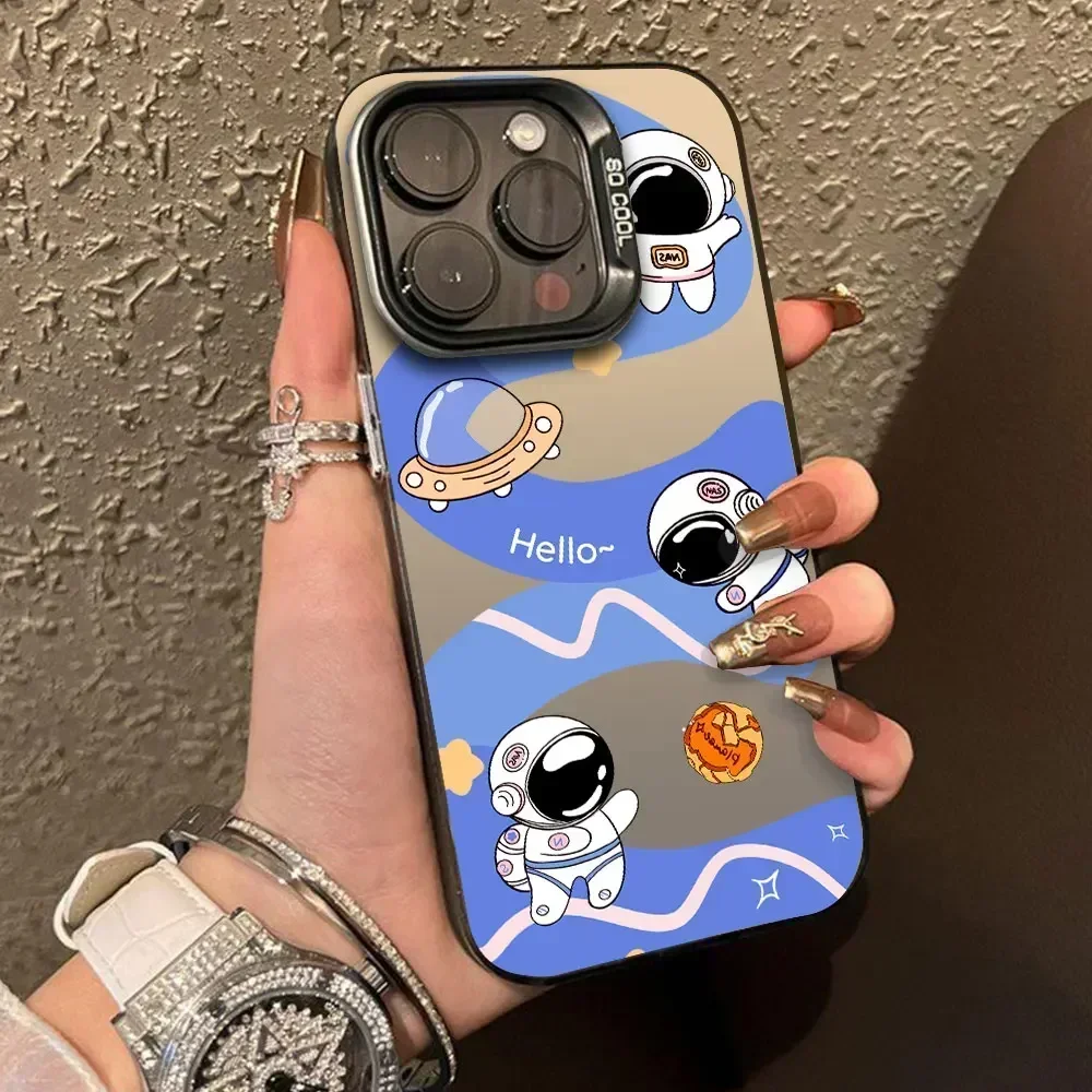 Case For Realme C65 4G C17 7I RMX2103 Luxury Astronaut Matte Silver IMD Phone Funda For Realme C65 Cute Christmas Pattern Cover