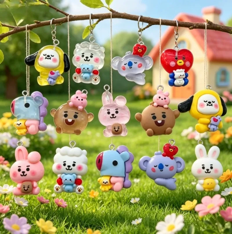 7pcs BT21 Resin Cartoon Charm DIY Accessories Craft Supplies For Jewelry Making Earring Necklace Bracelet Pendant Phone Decro view 4