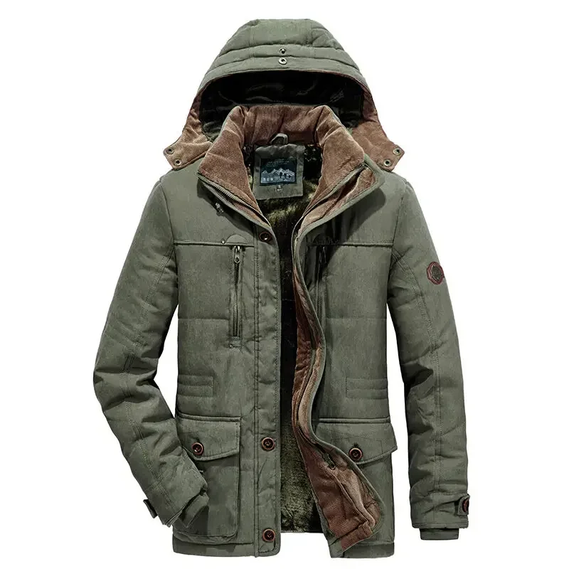 

Waterproof Fleece Hooded Men Outdoor Jacket Men's Coats Hat Windbreakers Parka Men New Men's Leisure Velvet Thick Warm Coat
