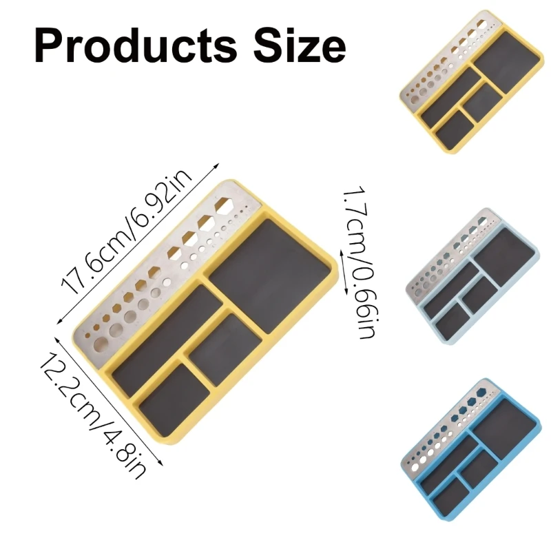Bandeja tornillo tuerca magnética multifuncional profesional con orificios hexagonales redondos