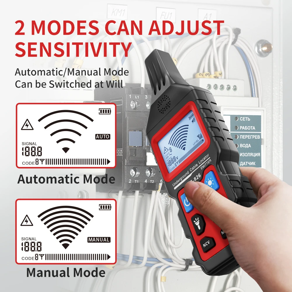 NOYAFA NF-826 Tester per cavi sotterranei Localizzatore Localizzatore di cavi Rilevamento linee elettriche a parete Fornitura di acqua e gas Conduttura percorso