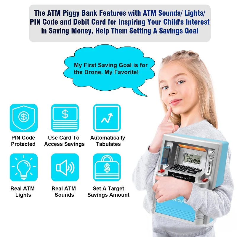 Smart Childhood Education & Electronic Deposit 2 in 1 functional Simulation ATM Cash Deposit Machine