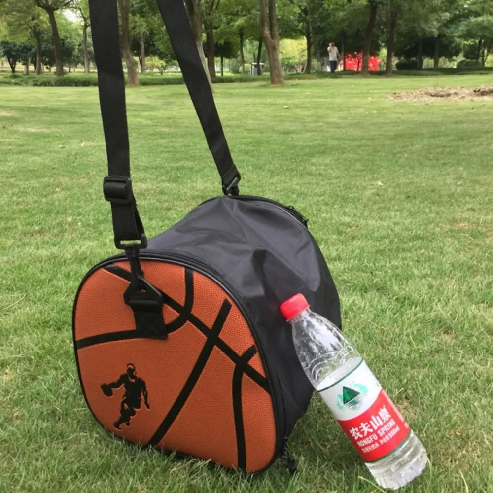 Large Capacity Basketball Pattern Bag Adjustable Single Shoulder Crossbody Basketball Bag Handbag Zipper Pocket
