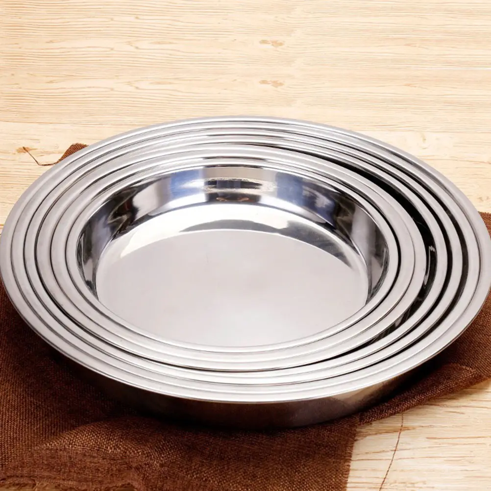 

Stainless Steel BBQ Pan 30cm Thick Round Plate for Food Storage Barbecue Tray Supplies Picnic Party Camping Outdoor Baking