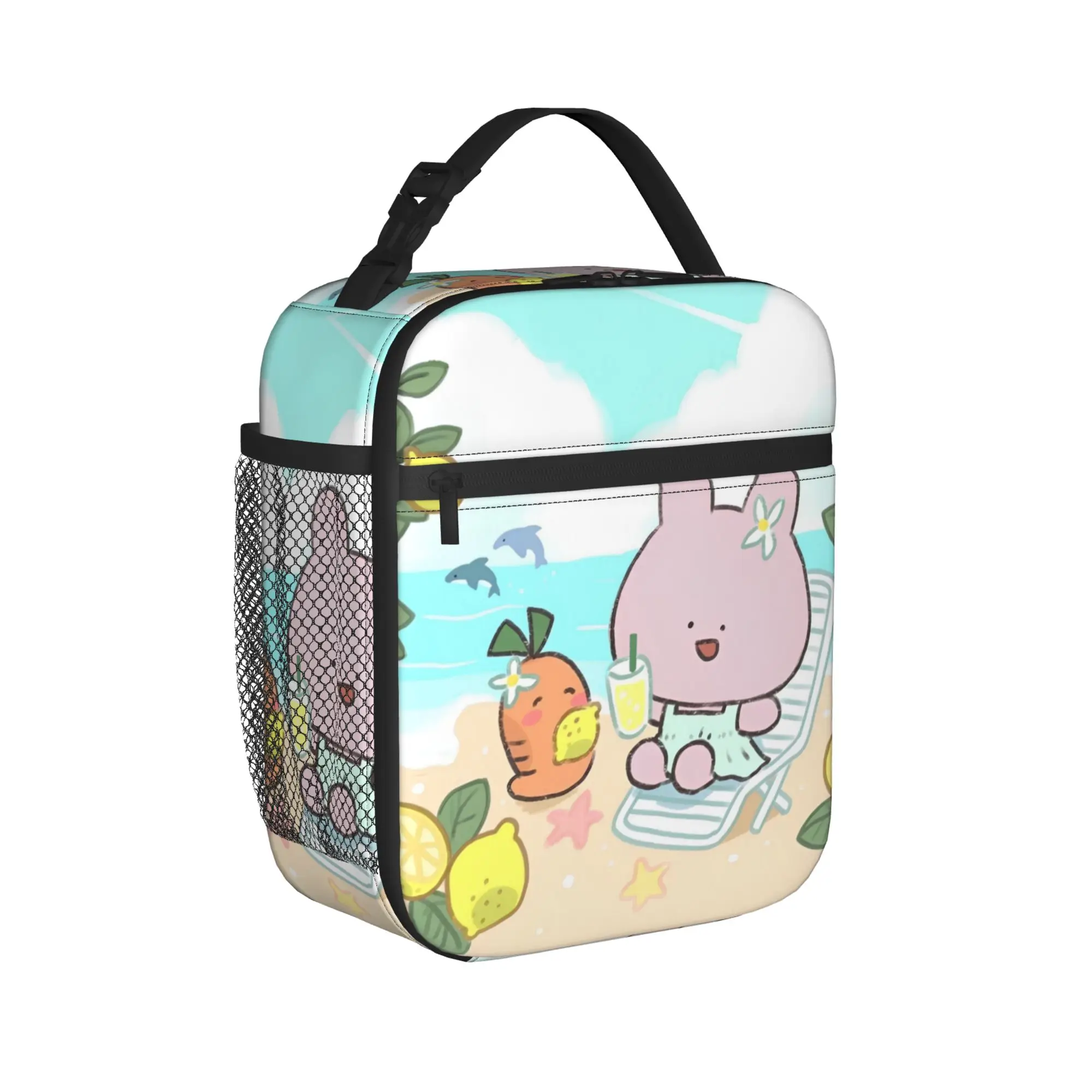 Asamimichaan Asleep Cartoon Insulated Lunch Bag Cooler Bag Reusable,Meal Container Kawaii Asamimi Portable Tote Lunch Box