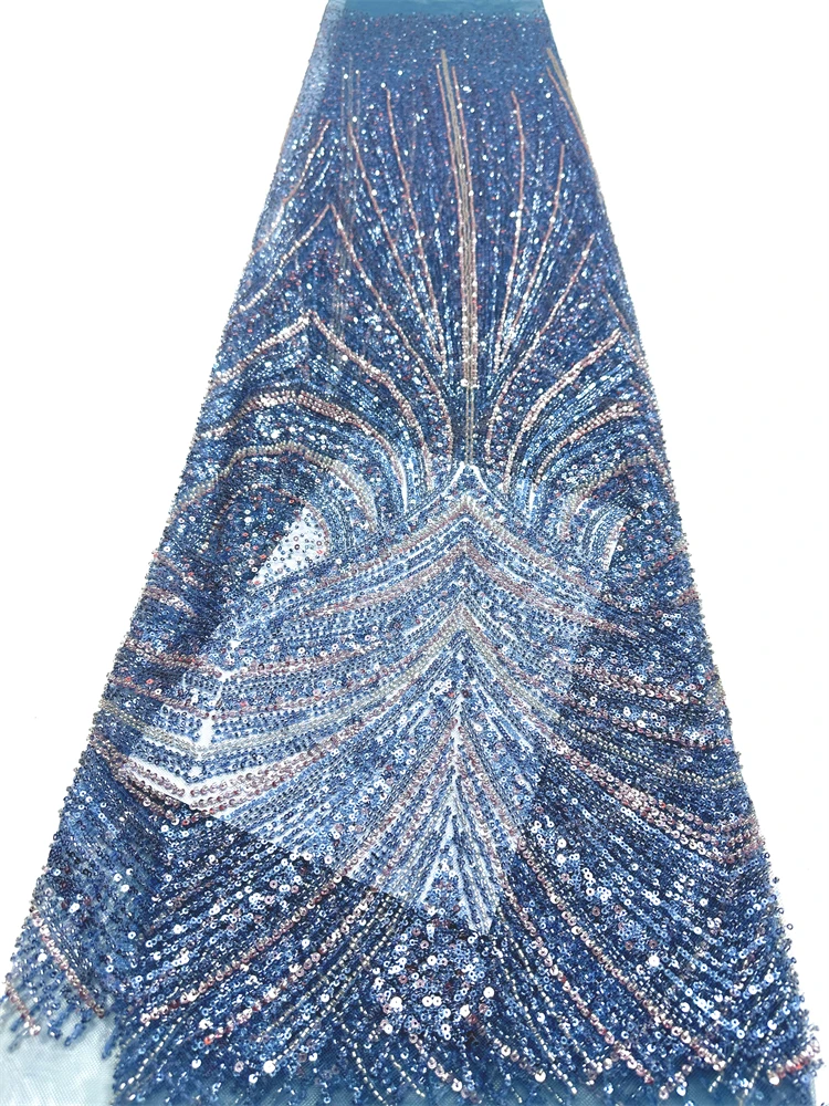 

2026. Роскошная нигерийская африканская ткань с бисером и кружевом, высококачественная ткань с пайетками и вышивкой, африканское французское кружево для пошива платьев