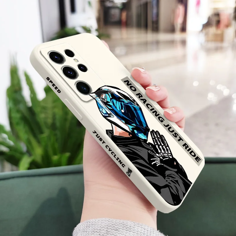 Motorcycle Boy Phone Case For Samsung Galaxy S25 S24 S23 S22 S21 S20 S10 S10E Ultra Plus FE Note 20 Ultra 10 Plus Cover