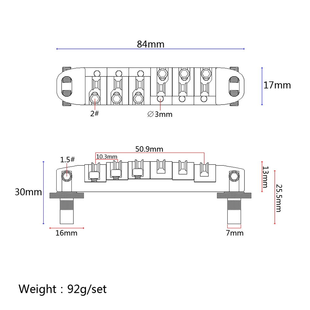 

Professional Roller Saddle Locking Bridge Fully Adjustable Smooth Saddles Locking Posts Tremolo Tailpiece for Electric