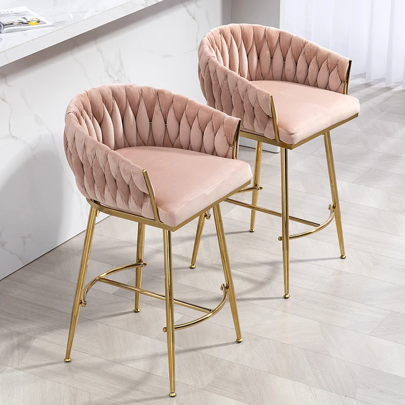 

26'' Counter height bar stools Set of 2 kitchen island counter bar stool with hand- wave back,golden chromed base and footrest