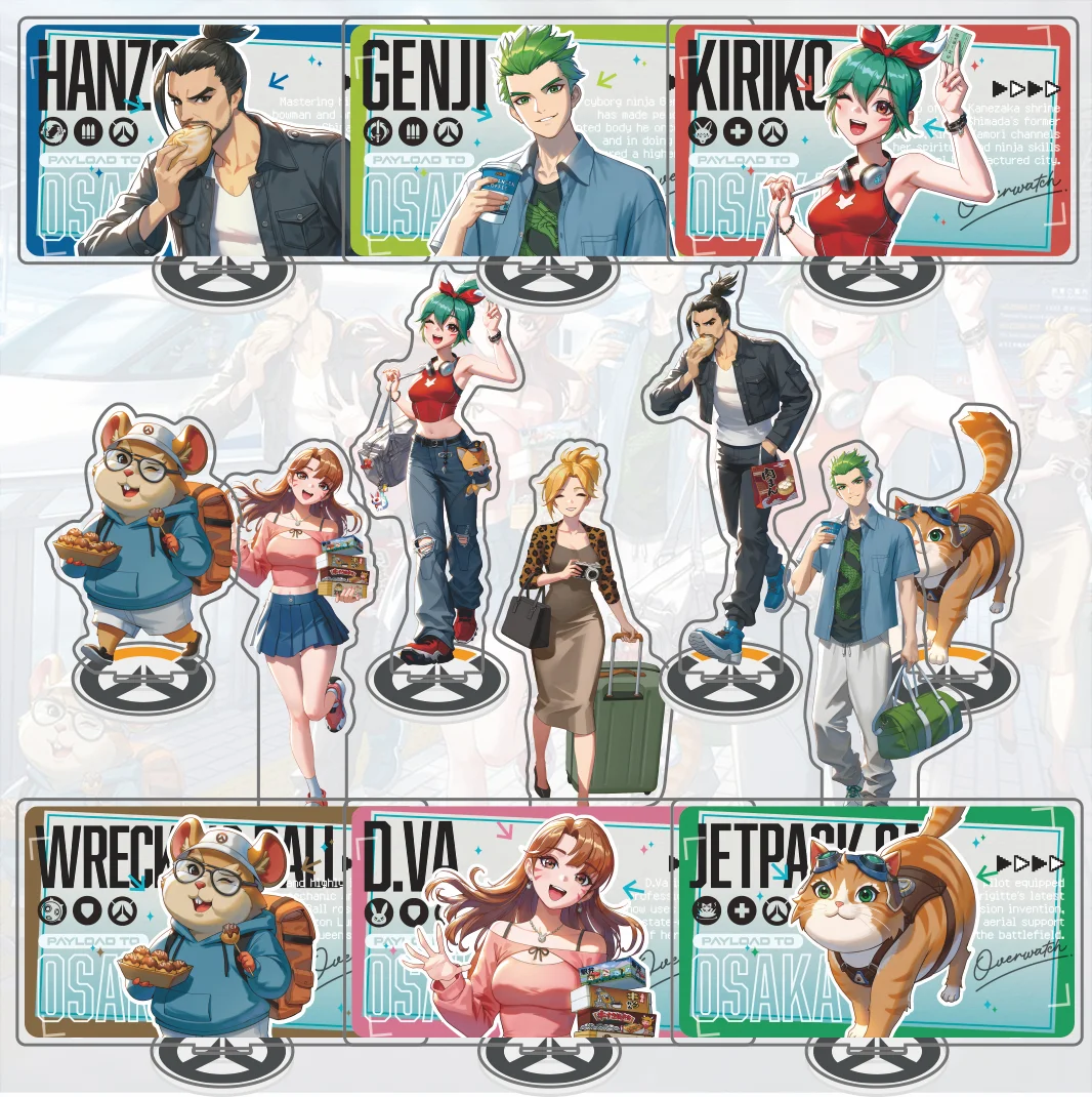 Overwatch Collab Exclusive Acrylic Stand, DVa Kiriko Mercy Genji Anime Figure Standee, Game Desk Decor Limited New Keychain